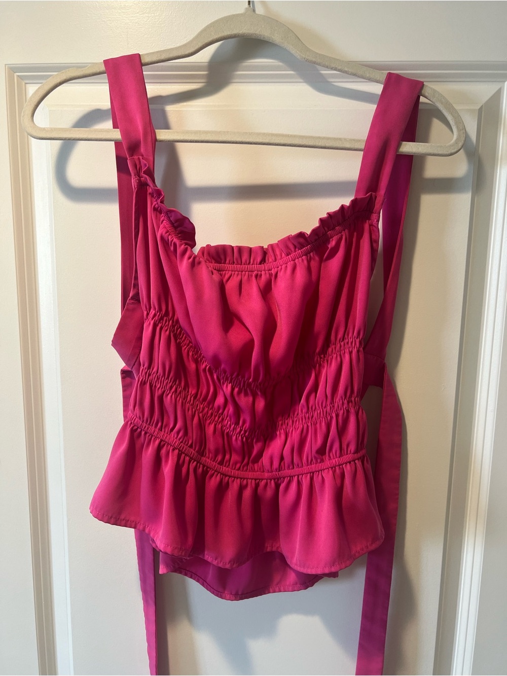 Sugarlips Fuchsia Smocked Peplum Cami